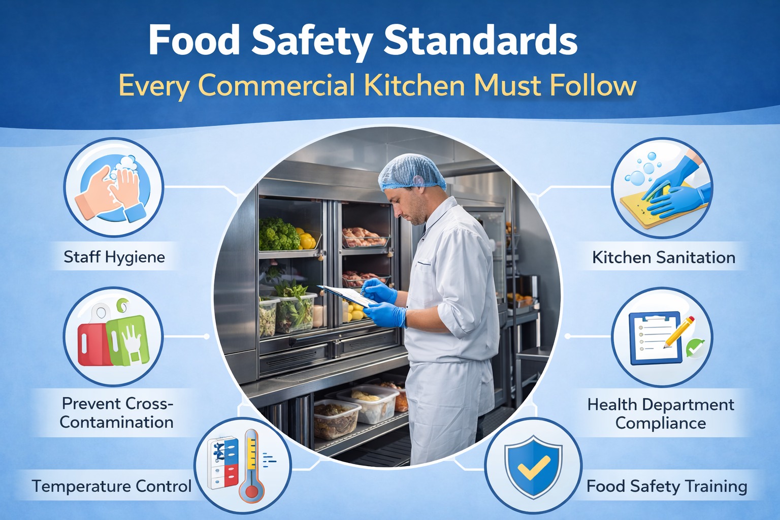 Food Safety Standards for Commercial Kitchens followed in a professional commercial kitchen