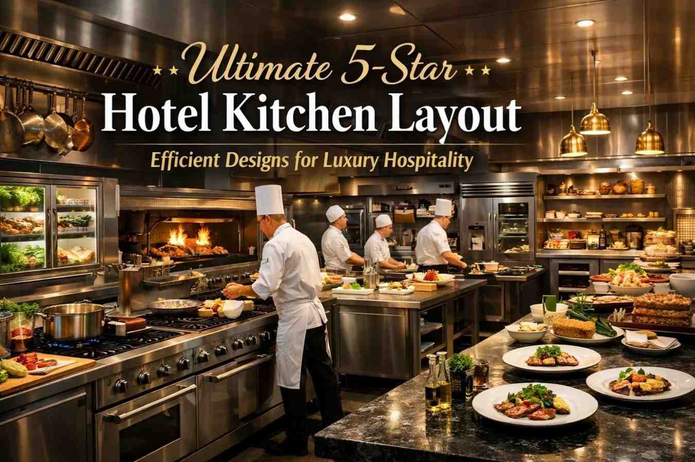 5-star hotel kitchen layout showing efficient workflow and luxury kitchen design