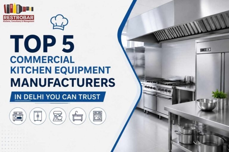 Top 5 Commercial Kitchen Equipment Manufacturers in Delhi commercial kitchen setup with stainless steel equipment for restaurants and hotels